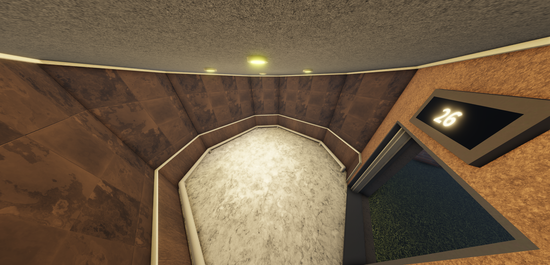 A screenshot of the elevator in The Modern Elevator